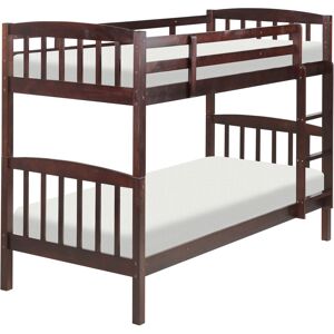 BELIANI Bunk Bed 3' eu Single Size with Slats Ladder Children Kids Bedroom Pine Dark Wood Revin - Dark Wood