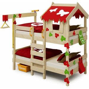 Kid's bed, bunk bed Crazy Ivy - canvas cover loft bed 90 x 200 cm - red/apple green - red/apple green - Wickey