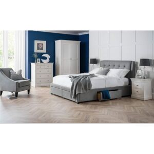 NETFURNITURE Camperton 4 Drawer Bed Grey Linen Black Legs Grey Hardwood Frame - Grey