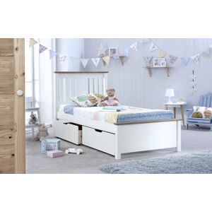 BEDMASTER Chester Bed White Single With 2 Storage Drawers