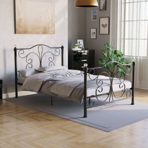 HOME DISCOUNT Chicago 4ft Small Double Metal Bed Frame, Black, 190 x 120 cm