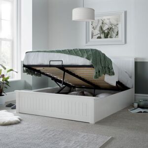 BEDMASTER Dawson White Wooden Ottoman Storage Bed Double