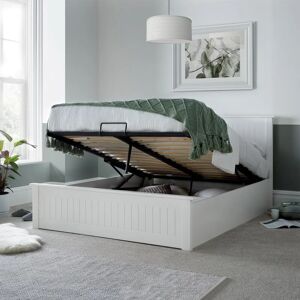 BEDMASTER Dawson White Wooden Ottoman Storage Bed King Size