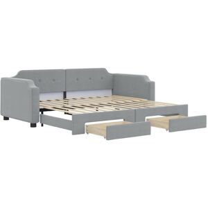 Daybed with Trundle and Drawers Light Grey 90x190 cm Fabric Vidaxl Grey
