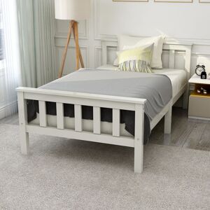 Single Bed with Storage Drawers,White 3ft Solid Pine Wooden Bed Frame for Adults, Kids 190 x 90 cm - Devoko