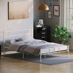 HOME DISCOUNT Dorset 4ft6 Double Metal Bed Frame, White, 190 x 135 cm