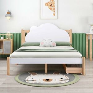 Modernluxe - Double Bed 4ft6 135x190cm Wooden Bed Frame Storage Bed with Drawers for Adults, Kids, Teenagers, Natural