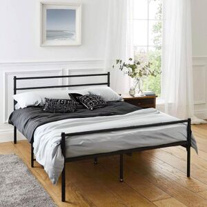 House Of Home - Double Metal Bed Frame Extra Strong Stylish Modern Bedroom Storage Sturdy Design - Black