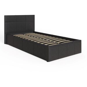 End Lift Ottoman Storage Bed 90cm Single Black - GFW