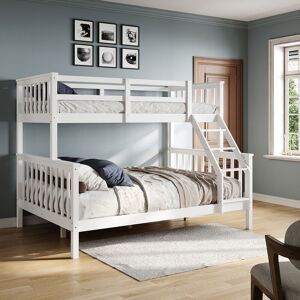 Bunk Bed for Triple Sleeper Wooden Bed Single & Double Children Bed Frame 145 x 200 x 155 cm - Elegant