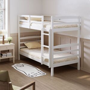 Bunk Bed Solid Pine Wood Bed Stylish Double Sleeper - Single Bed Frame 99 x 201 x155CM - Elegant