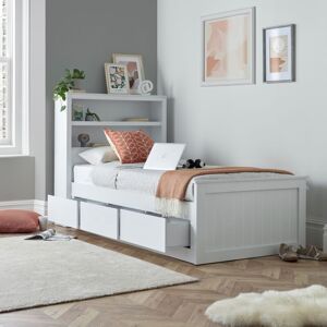 BEDMASTER Enzo White Wooden 3 Drawer Storage Bed And Memory Foam Mattress