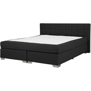 BELIANI Modern Fabric EU Double Size Divan Bed 4ft6 Black Polyester Buttoned Admiral - Black