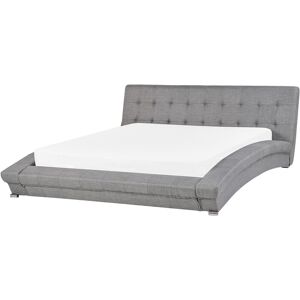 BELIANI Modern eu King Size Fabric Bed Frame 5ft3 Tufted Headboard Grey Lille - Grey