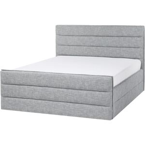 Beliani - Modern Fabric eu King Size Bed Frame 5ft3 Polyester Slatted Light Grey Valbonne - Grey