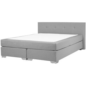 BELIANI Fabric eu King Size Divan Bed 5ft3 Spring Mattress Headboard Grey Consul - Grey