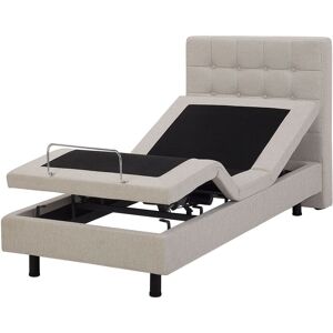 BELIANI Modern eu Single 3ft Electric Bed Adjustable Remote Control Linen Beige Duke - Beige