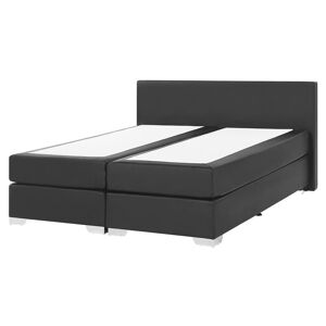 BELIANI Modern Faux Leather eu King Size Divan Bed 5ft3 Black President - Black