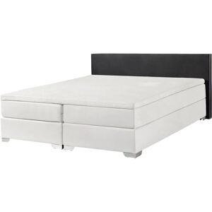 BELIANI Modern Faux Leather eu King Size Divan Bed 5ft3 Black and White President - White