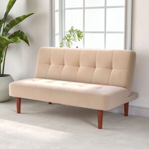 Fabric Upholstered 2 Seater Baby Sofa Bed, Beige - Livingandhome