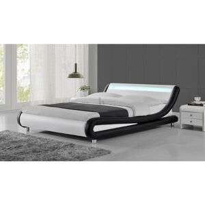 Home Detail - Galaxy led Black & White Faux Leather King Bed