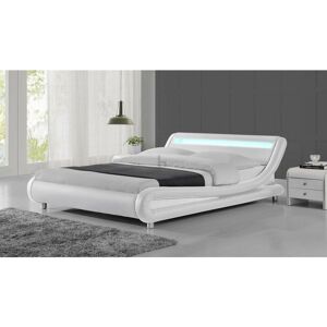 Home Detail - Galaxy led White Faux Leather Double Bed