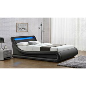 HOME DETAIL Galaxy LED Black Ottoman Double Bed