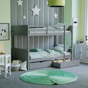 HOME DISCOUNT Gemini 3ft Single Wood Detachable Bunk Bed 2pc Underbed Drawers, Grey