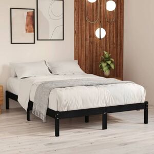 Bed Frame Black Solid Wood 120x190 cm Small Double - Goodvalue