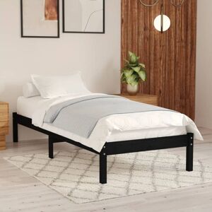 Bed Frame Black Solid Wood 90x190 cm Single - Goodvalue