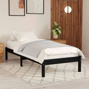 GoodValue Bed Frame Black Solid Wood Pine 100x200 cm