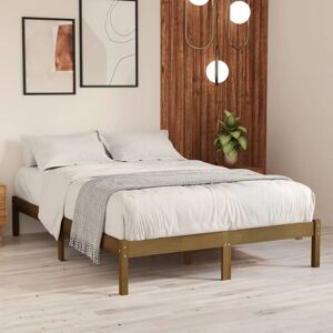 Bed Frame Honey Brown Solid Wood 150x200 cm King Size - Goodvalue