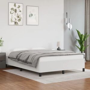 Bed Frame White 135x190 cm 4FT6 Double Faux Leather - Goodvalue