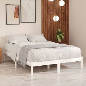 Bed Frame White Solid Wood 150x200 cm King Size - Goodvalue