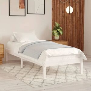 Bed Frame White Solid Wood Pine 100x200 cm - Goodvalue