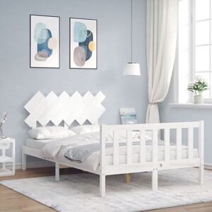 Bed Frame with Headboard White 120x200 cm Solid Wood - Goodvalue
