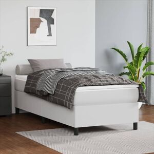 Box Spring Bed Frame White 90x190 cm 3FT Single Faux Leather - Goodvalue