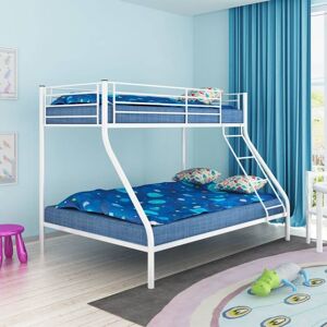 Children's Bunk Bed Frame White Metal 140x200/90x200 cm - Goodvalue