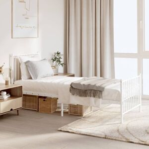 Metal Bed Frame with Headboard and Footboard White 75x190 cm 2FT6 Small Single - Goodvalue