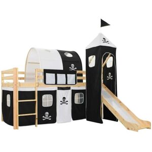 Children's Loft Bed Frame with Slide & Ladder Pinewood 97x208 cm VD23797 - Hommoo