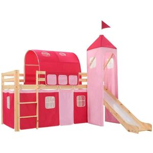 Children's Loft Bed Frame with Slide & Ladder Pinewood 97x208 cm VD23798 - Hommoo