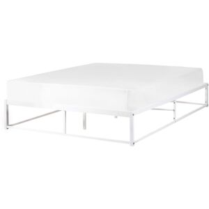 Beliani - Industrial Modern Metal Bed Frame eu Double Size In-Built Slats without Headrest 4ft6 White Viry - White