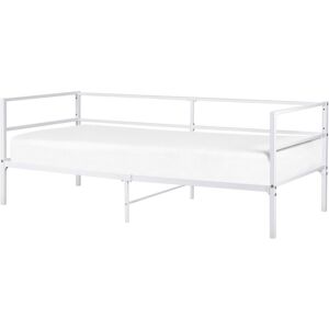 Beliani - Industrial Modern Metal Bed Frame eu Single Size In-Built Slats 3ft White Battut - White