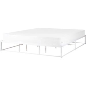 Beliani - Industrial Modern Metal Bed Frame eu Super King Size In-Built Slats without Headrest 6ft White Viry - White