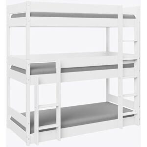 HOME DETAIL Kennedy White Wooden Triple Bunk Bed