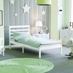 HOME DISCOUNT Libra 3ft Single Solid Wood Bed, White, 190 x 90 cm