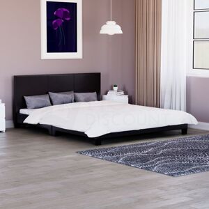 HOME DISCOUNT Lisbon 5ft King Size Faux Leather Bed Frame, Black, 200 x 150 cm