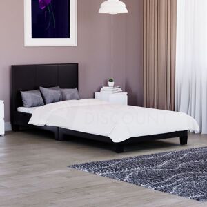 HOME DISCOUNT Lisbon 3ft Single Faux Leather Bed Frame, Black, 190 x 90 cm