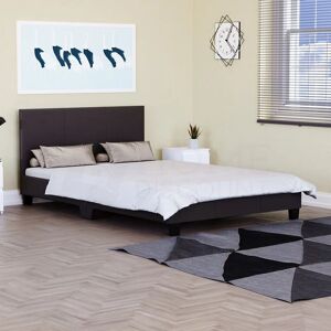 Home Discount - Lisbon 4ft Small Double Faux Leather Bed Frame, Brown, 190 x 120 cm
