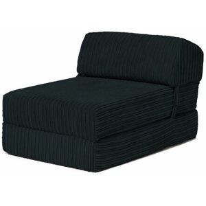 Loft 25 - Jumbo Cord z Bed Single Size Fold Out Chairbed Sofa Seat Foam Guest Futon Chair - Black